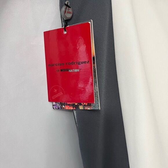 🟢Narciso Rodriguez Black Ivory Grey Color Block Pencil Mini Skirt Size 14 - Picture 7 of 9